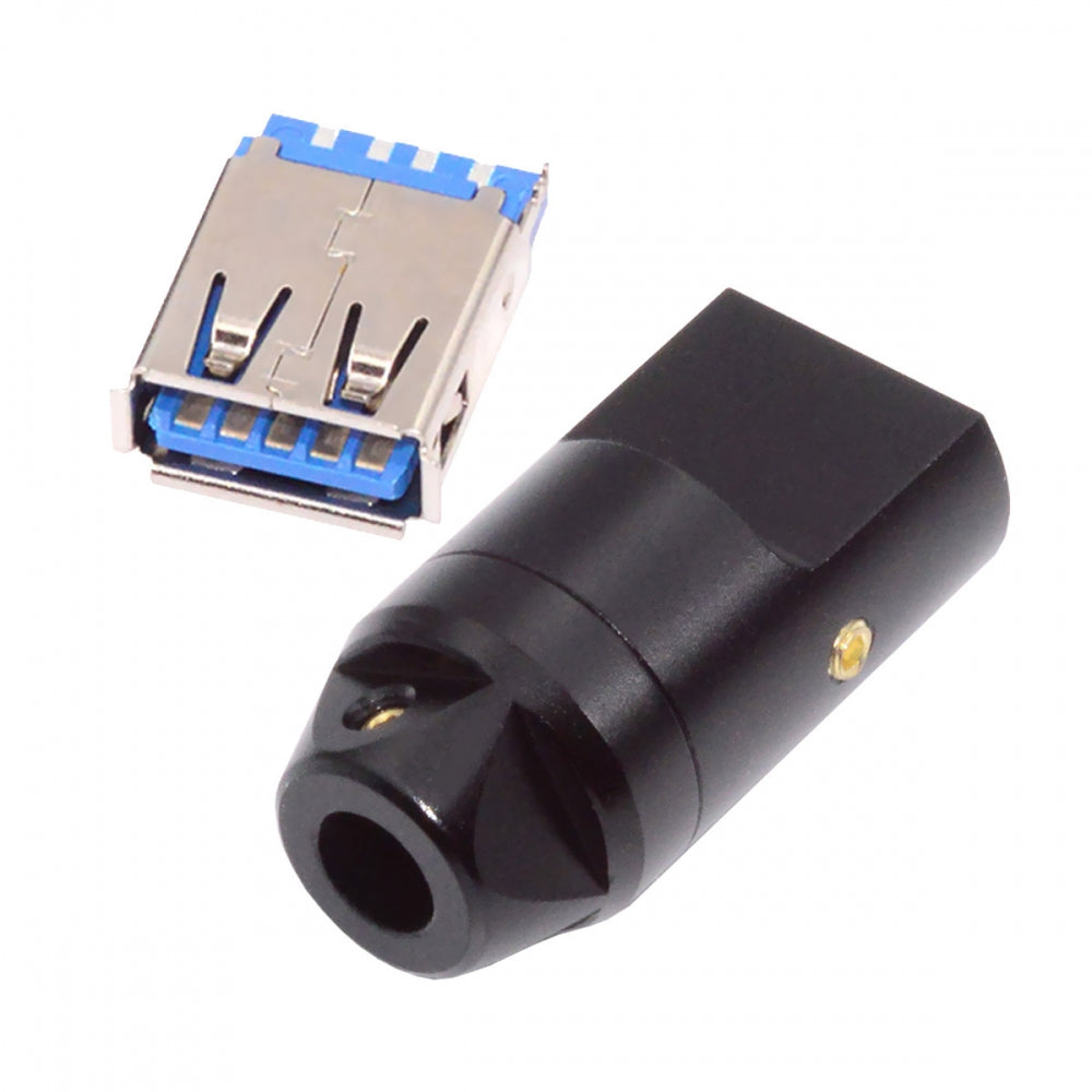 Chenyang USB 3.0 Type-A Female Socket Receptacle Connector Solder Type with Aluminum Alloy Shell Customization for 6.0mm Cable CN-024-FE