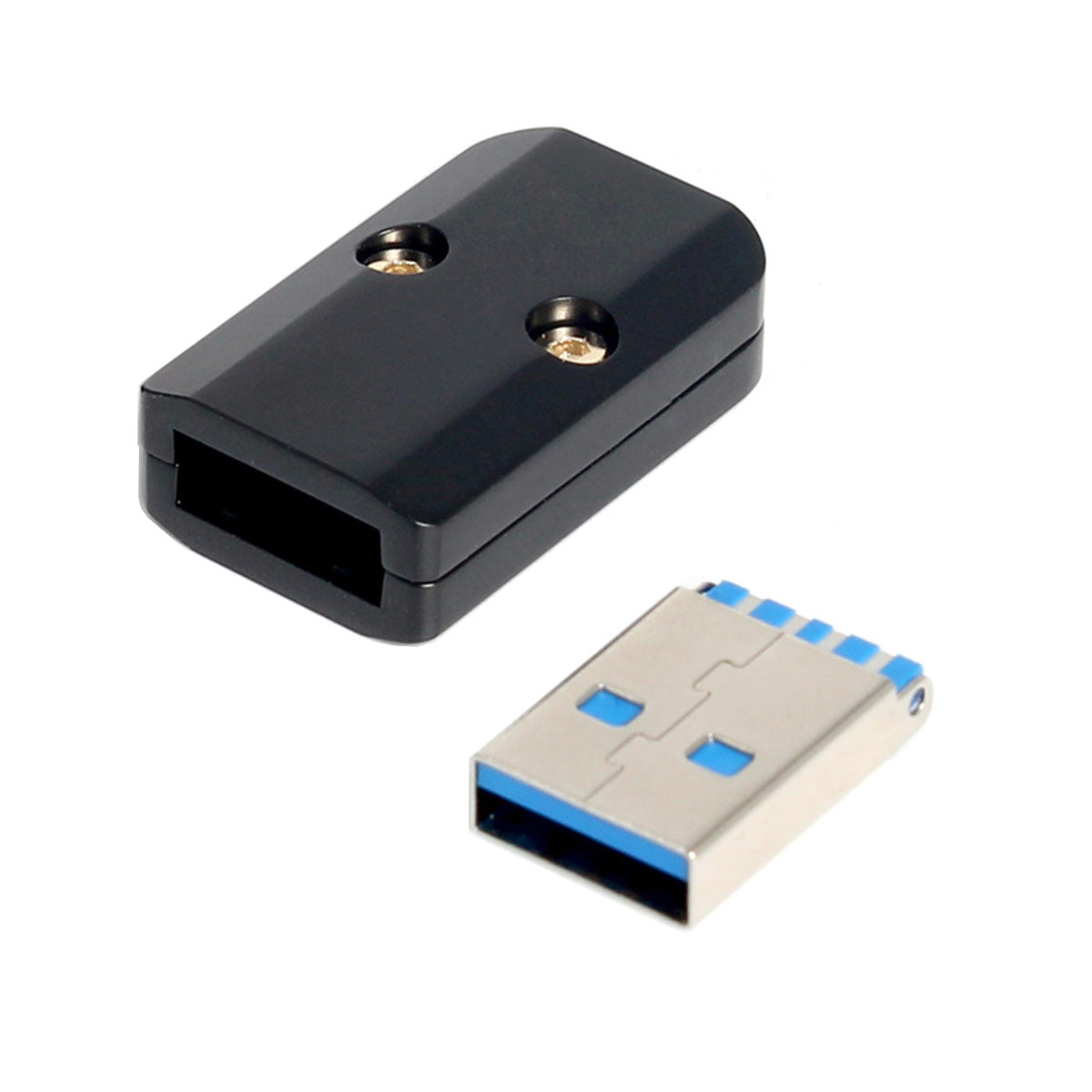 Chenyang USB 3.0 Type-A Male Plug Connector Solder Type with Aluminum Alloy Shell Black Customization for 6.0mm Cable CN-024-MA