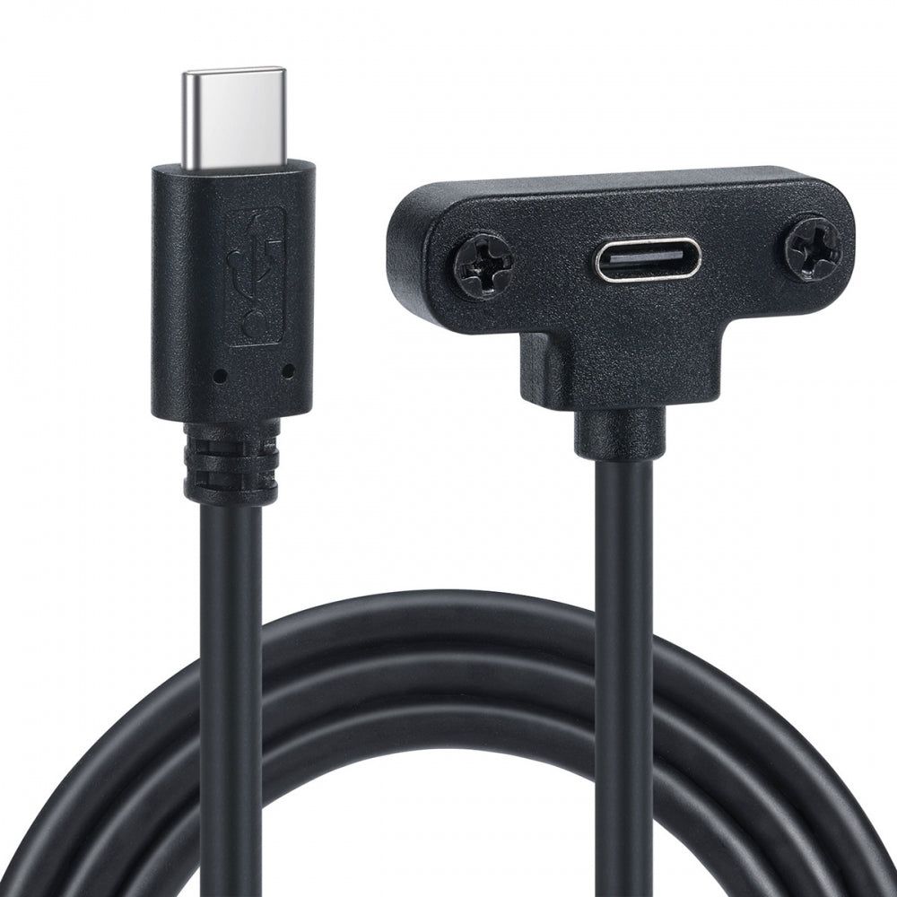 Chenyang USB-C 480Mbps Type-C Male to Up Angled Female Extension Data Screw Locking Cable for Camera VR UC-171-0.3M