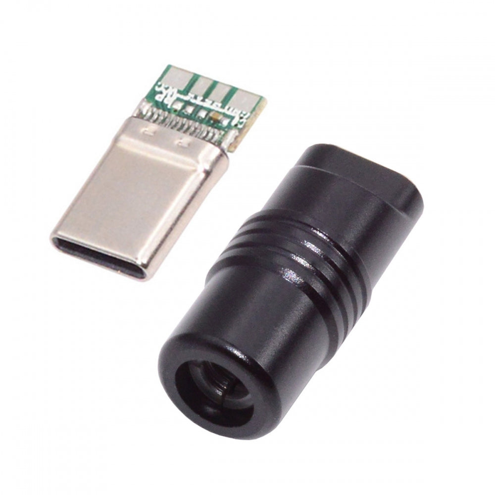 Chenyang USB 3.1 Type-C Male Plug Connector Solder Type with Aluminum Alloy Shell Black Customization for 4.0mm~6.0mm Cable CN-026-BK