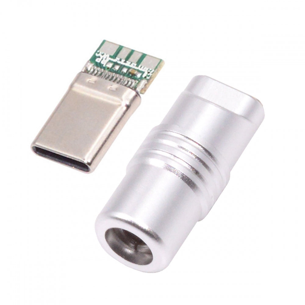 Chenyang USB 3.1 Type-C Male Plug Connector Solder Type with Aluminum Alloy Shell Silver Customization for 4.0mm~6.0mm Cable CN-026-SL