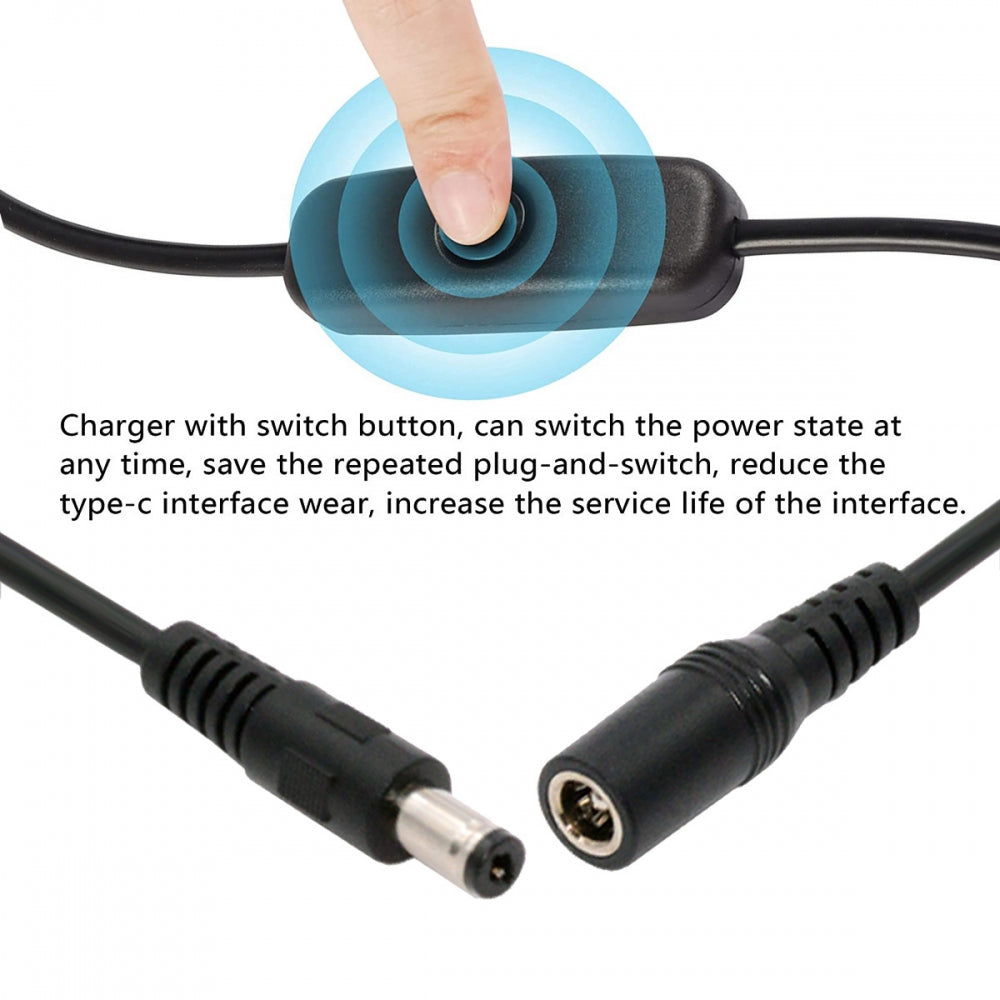 Chenyang DC Cable with On Off Power Switch Button DC 5.5x2.1mm Male to Female for DC 5V Desk Lamp Fan Camera PW-012-DC