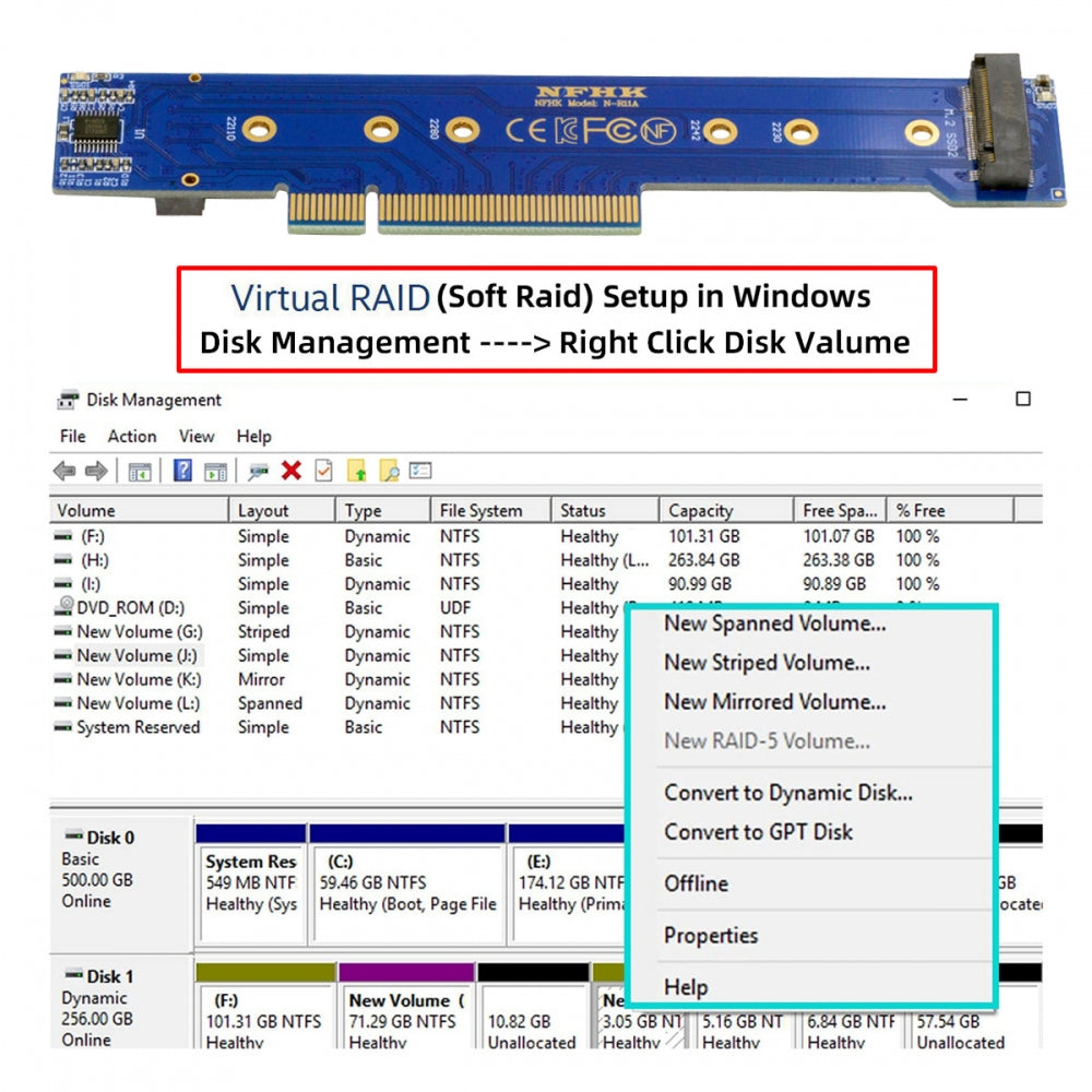 Chenyang Low Profile Dual 2x NVME M.2 SSD to PCIE Express Gen4 X8 X16 Raid Card VROC Raid0 Hyper Adapter SA-012-LP