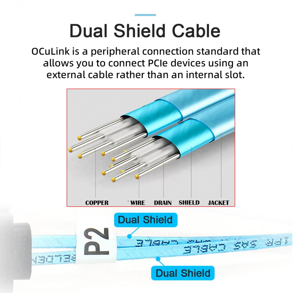 Chenyang Down Angled 90 Degree OcuLink PCIe 4.0 PCI-Express SFF-8611 4i to SFF-8611 Data Active Cable for eGPU SSD 80cm SF-014-DN