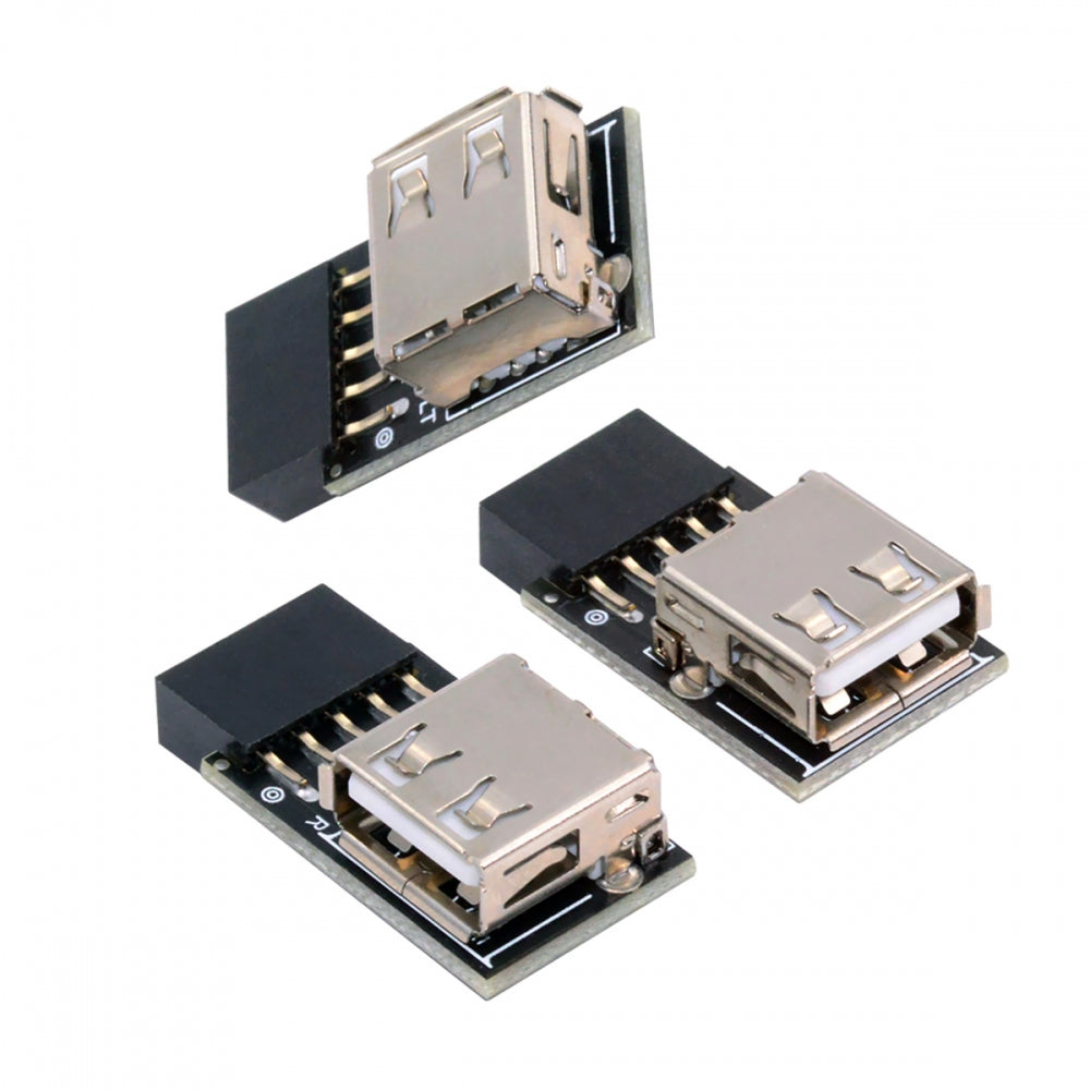 Chenyang 3pcs/set 9Pin/10Pin Motherboard Front Panel Header Female to Single USB 2.0 Female Adapter Vertical Angled Type 90 Degree U2-075-1P