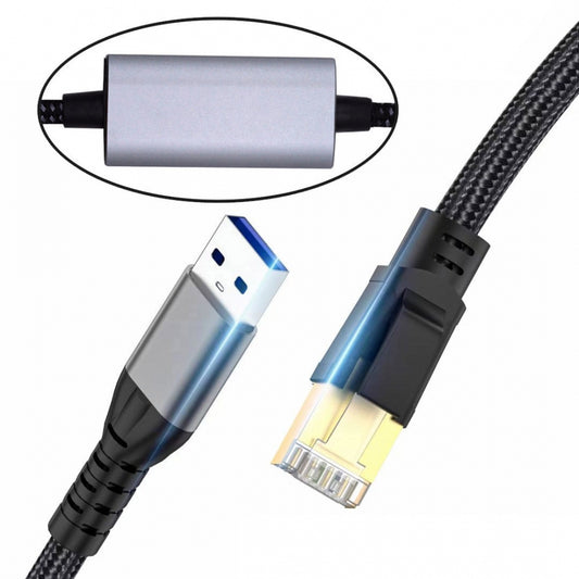 Chenyang USB to Ethernet Cable USB3.0 Type-A to RJ45 Male Cord Directly Connected 1000Mbps Gigabit LAN Network Compatible with USB2.0 UT-024-AM