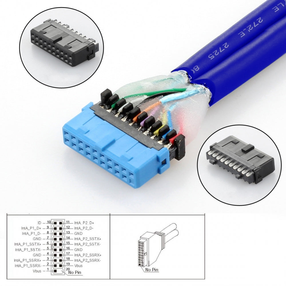 Chenyang Internal Four USB2.0 & USB 3.0 Female Mount Panel to Motherboard 9pin 19pin 20pin Baffle Cable with PCI Bracket 50cm U3-066-U2