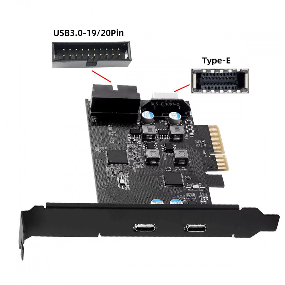 Chenyang Type-E USB 3.1 Front Panel Socket & USB3.0 19Pin/20Pin & Dual Type-C USB-C to PCI-E Express Card Adapter ASM3142 VL822 UC-083-4P