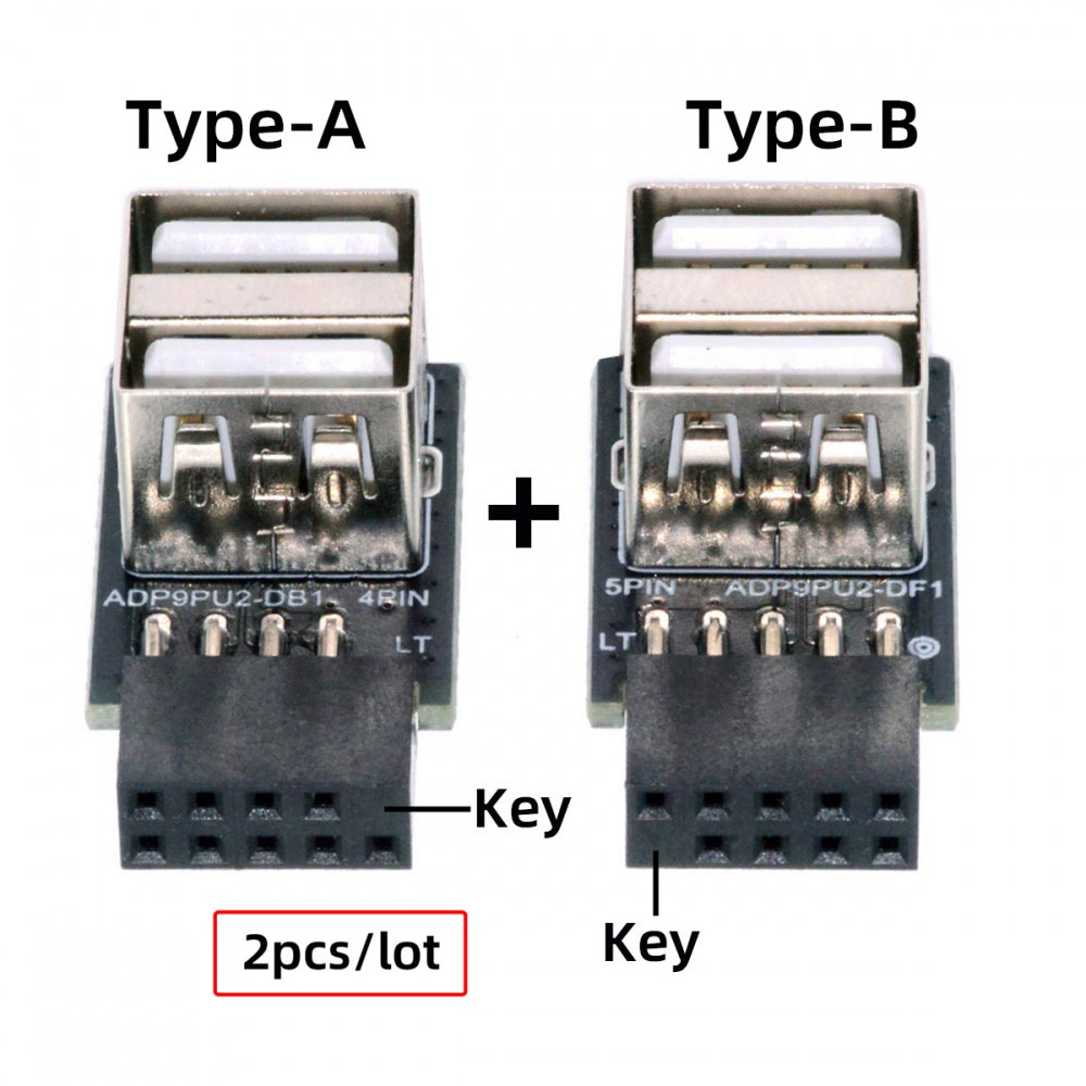 Chenyang 2pcs/lot 9Pin 10Pin Motherboard Female Header to Dual USB 2.0 Female Adapter Horizontal Type U2-029-AF002