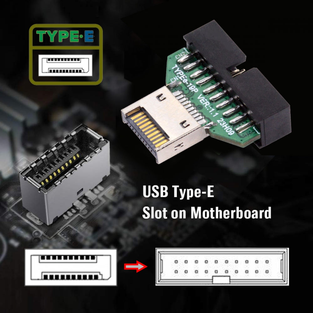 Chenyang Type-E IDC Socket USB 3.1 Front Panel Header to USB 3.0 20Pin Header Extension Adapter for Desktop Motherboard UC-141-TC004