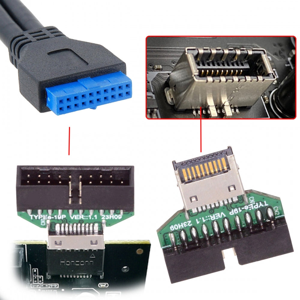 Chenyang Type-E IDC Socket USB 3.1 Front Panel Header to USB 3.0 20Pin Header Extension Adapter for Desktop Motherboard UC-141-TC004