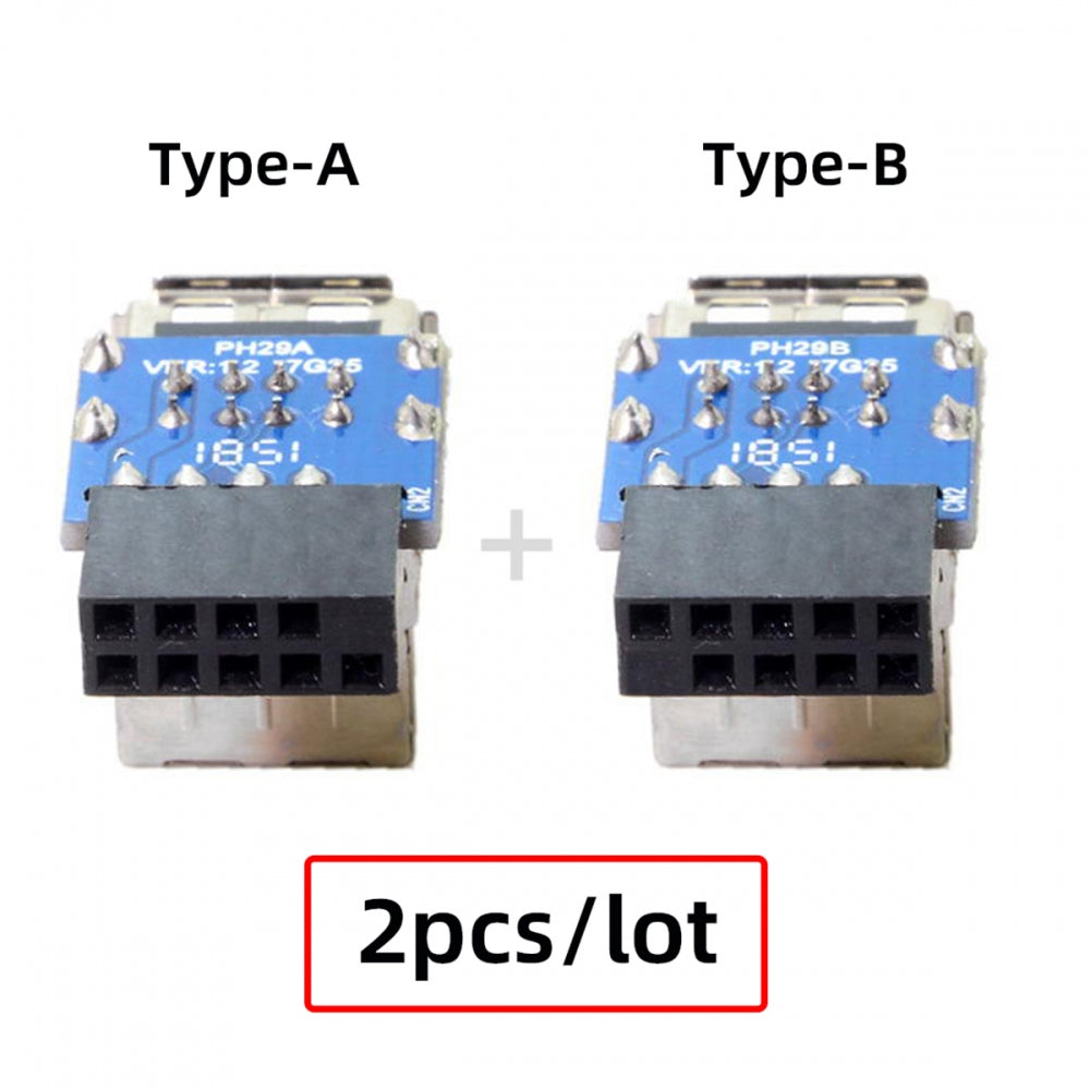 Chenyang 2pcs 9Pin/10Pin Motherboard Female Header to Dual USB 2.0 Female Adapter Vertical Type U2-029-AF001