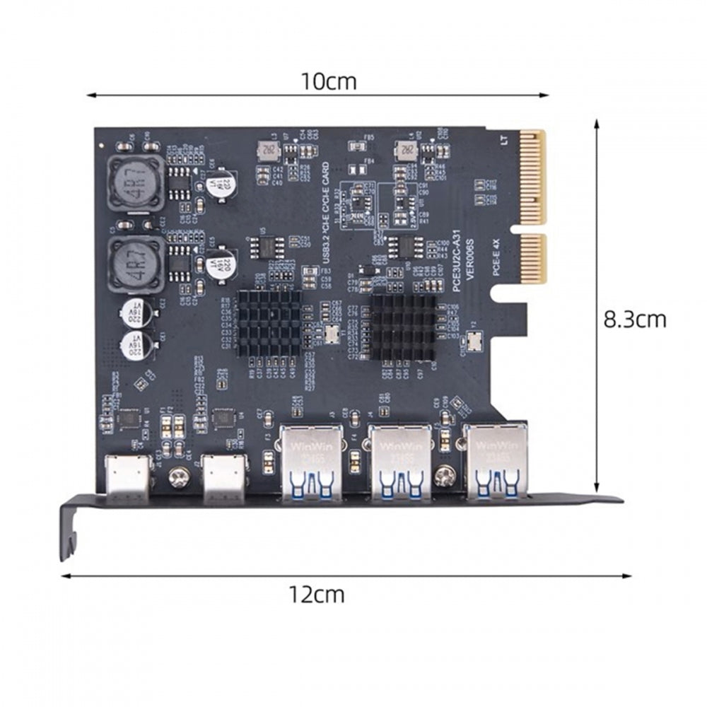 Chenyang Three Type-A USB3.0 Back Panel Socket & Dual USB3.1 Type-C USB-C to PCI-E Express Card Adapter ASM3142 VL822 UC-083-5P