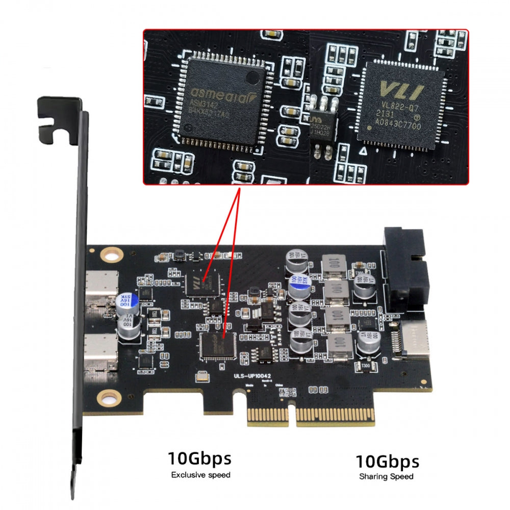 Chenyang Type-E USB 3.1 Front Panel Socket & USB3.0 19Pin/20Pin & Dual Type-C USB-C to PCI-E Express Card Adapter ASM3142 VL822 UC-083-4P