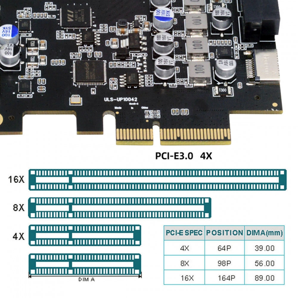 Chenyang Type-E USB 3.1 Front Panel Socket & USB3.0 19Pin/20Pin & Dual Type-C USB-C to PCI-E Express Card Adapter ASM3142 VL822 UC-083-4P