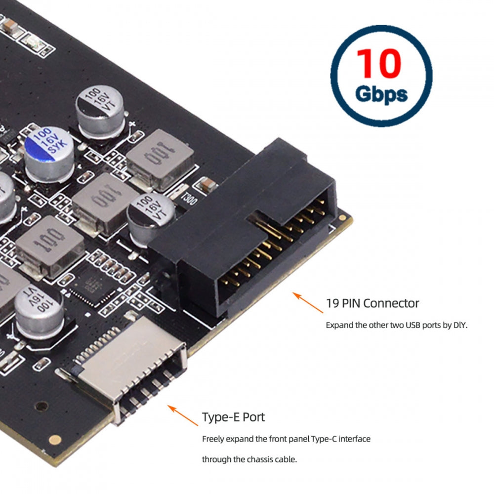 Chenyang Type-E USB 3.1 Front Panel Socket & USB3.0 19Pin/20Pin & Dual Type-C USB-C to PCI-E Express Card Adapter ASM3142 VL822 UC-083-4P