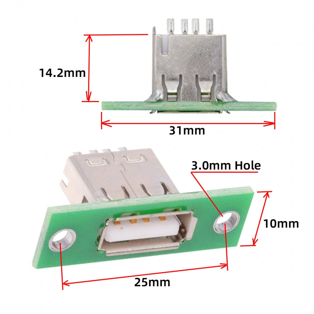 Chenyang 5pcs/set DIY OEM USB Type-A Female Socket Connector with Panel Mount Solder Type CN-014-AF