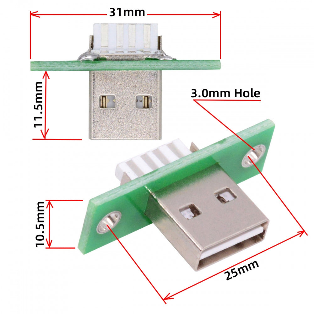 Chenyang 5pcs/set DIY OEM USB Type-A Male Plug Connector with Panel Mount Solder Type Reversible Design CN-014-AM