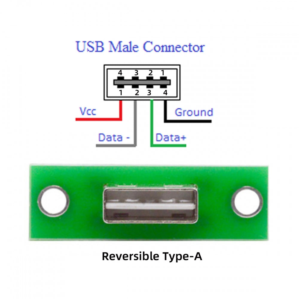 Chenyang 5pcs/set DIY OEM USB Type-A Male Plug Connector with Panel Mount Solder Type Reversible Design CN-014-AM