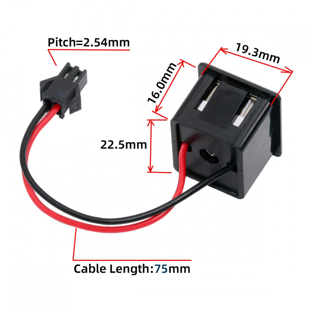 Chenyang DIY OEM Dual Type-A Female Socket to 2Pin Header Cable Pitch=2.54mm Latch Mount Type DC 5V Power CN-028-AF