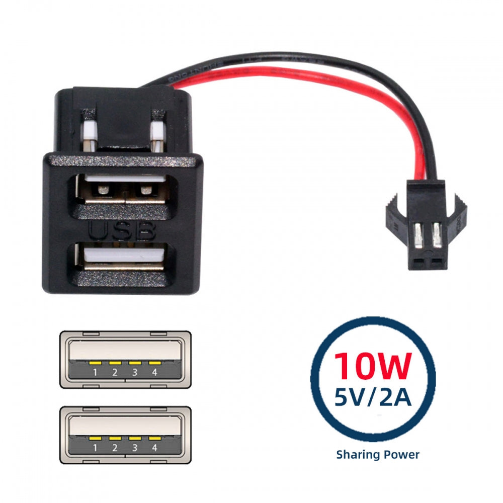 Chenyang DIY OEM Dual Type-A Female Socket to 2Pin Header Cable Pitch=2.54mm Latch Mount Type DC 5V Power CN-028-AF