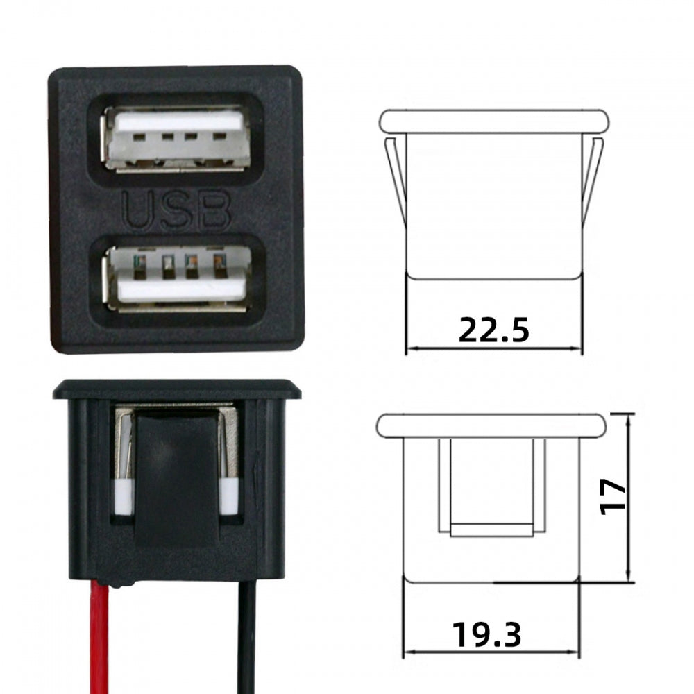 Chenyang DIY OEM Dual Type-A Female Socket to 2Pin Header Cable Pitch=2.54mm Latch Mount Type DC 5V Power CN-028-AF