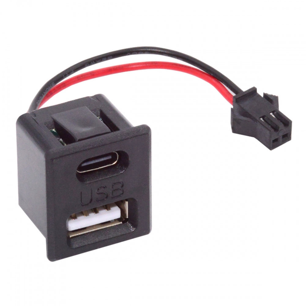 Chenyang DIY OEM Type-C & Type-A Female Socket to 2Pin Header Cable Pitch=2.54mm Latch Mount Type DC 5V Power CN-028-CF