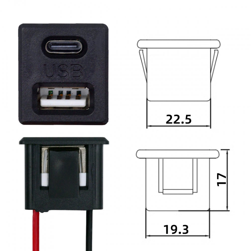 Chenyang DIY OEM Type-C & Type-A Female Socket to 2Pin Header Cable Pitch=2.54mm Latch Mount Type DC 5V Power CN-028-CF