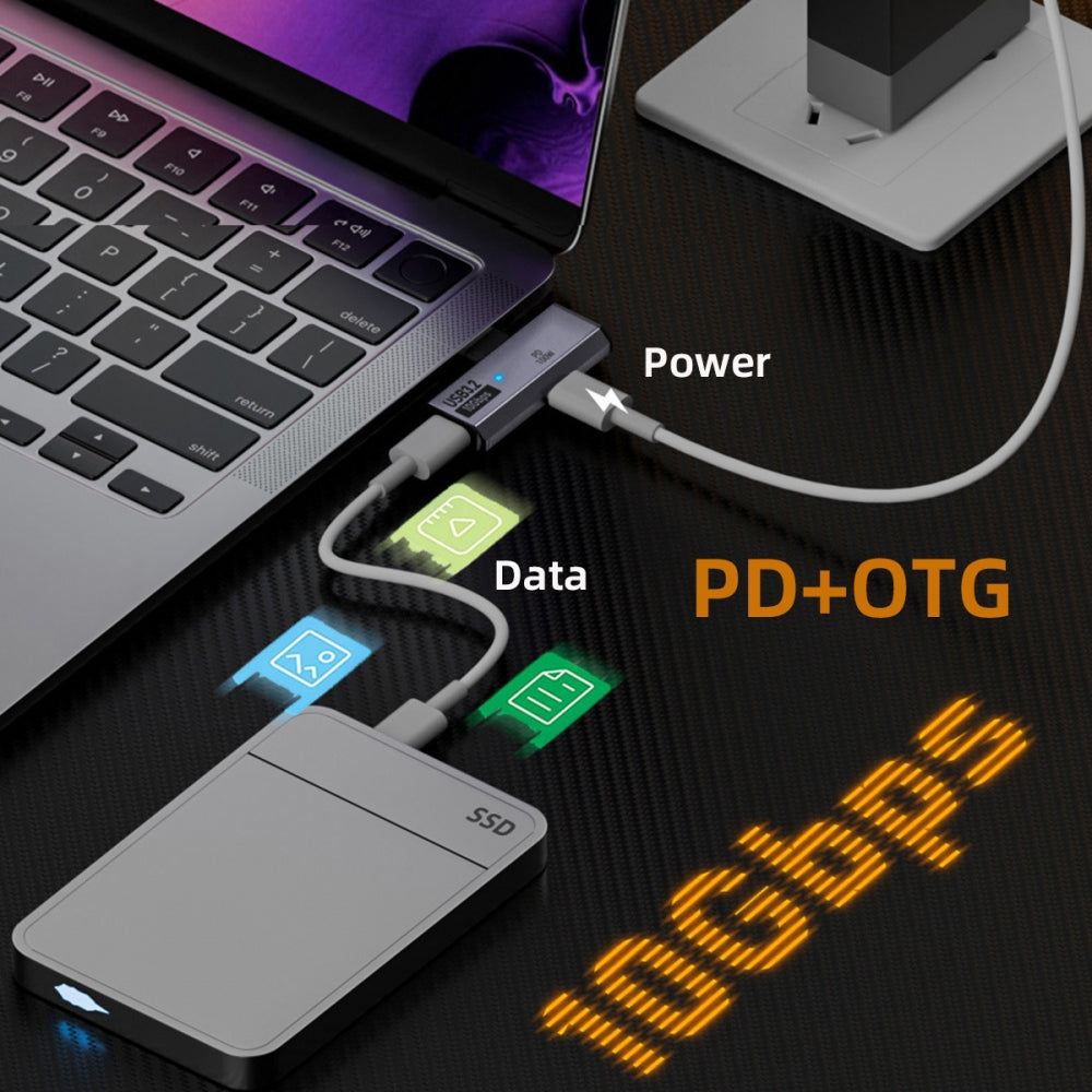 Chenyang USB-C 10Gbps Type-C 1-to-2 USB-C Female OTG & 100W PD Power Adapter for Laptop Tablet Phone UC-035-TC