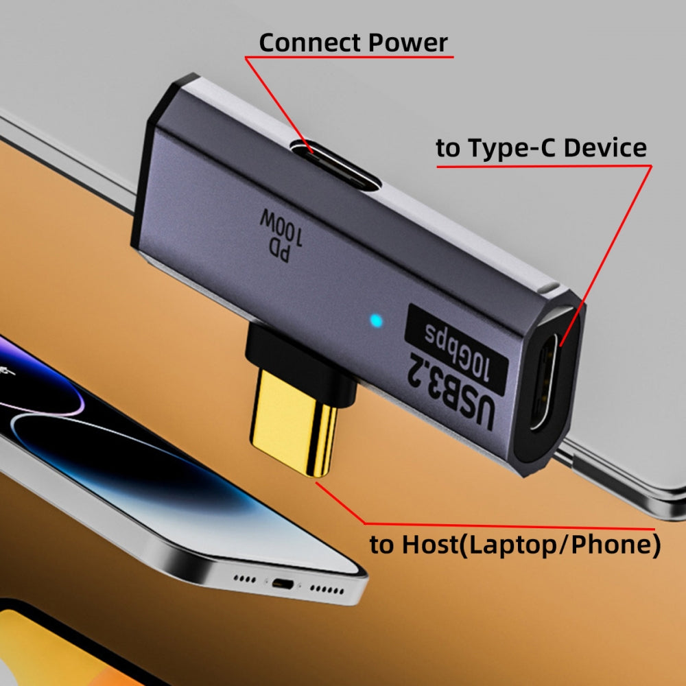 Chenyang USB-C 10Gbps Type-C 1-to-2 USB-C Female OTG & 100W PD Power Adapter for Laptop Tablet Phone UC-035-TC