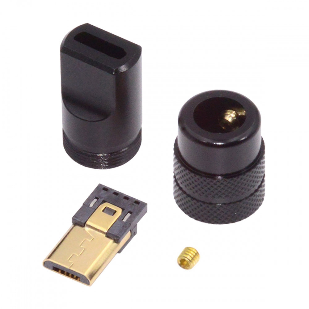 Chenyang Micro USB2.0 5Pin Male Plug Connector Solder Type with Aluminum Alloy Shell Black Customization for 4.0mm~6.0mm Cable CN-029-MM