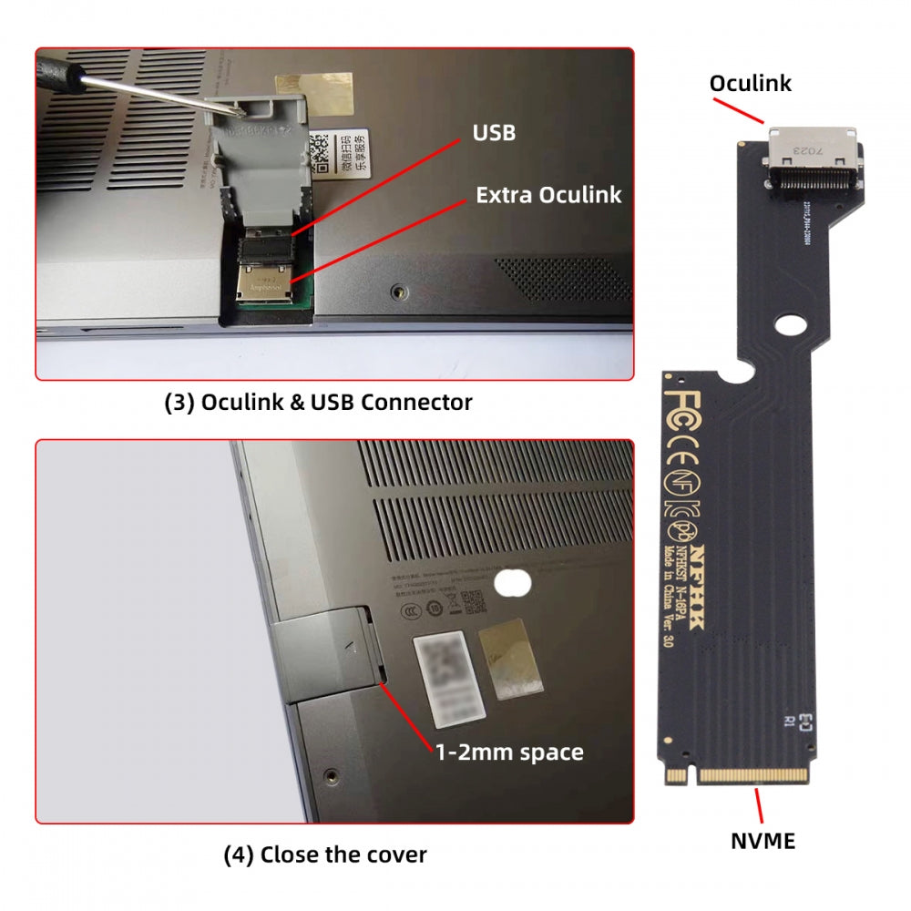 Chenyang PCI-E 4.0 M.2 M-key to Oculink SFF-8612 SFF-8611 Host Adapter for ThinkBook 16+ External Graphics Card & SSD SF-058-INT