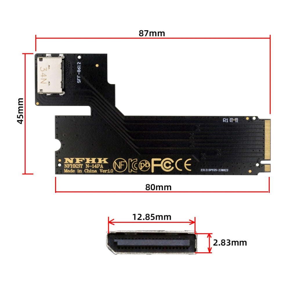 Chenyang PCI-E 4.0 M.2 M-key to Oculink SFF-8612 SFF-8611 Host Adapter for 2022 2023 ThinkBook 14+ External Graphics Card & SSD SF-065-INT