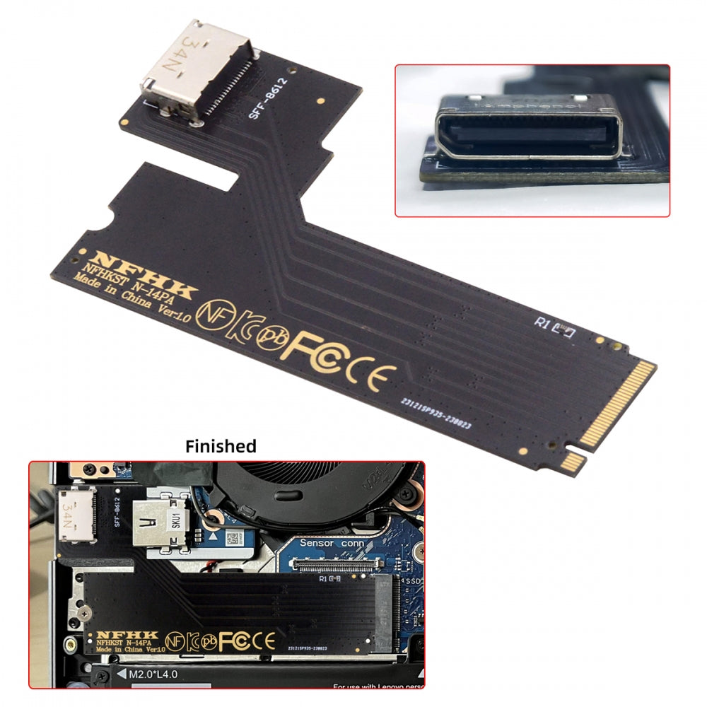 Chenyang PCI-E 4.0 M.2 M-key to Oculink SFF-8612 SFF-8611 Host Adapter for 2022 2023 ThinkBook 14+ External Graphics Card & SSD SF-065-INT