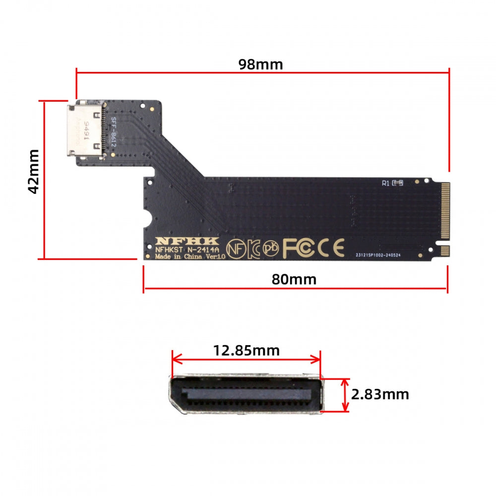 Chenyang PCI-E 4.0 M.2 M-key to Oculink SFF-8612 SFF-8611 Host Adapter for 2024 ThinkBook 14+ AMD8845 External Graphics Card & SSD SF-065-AMD