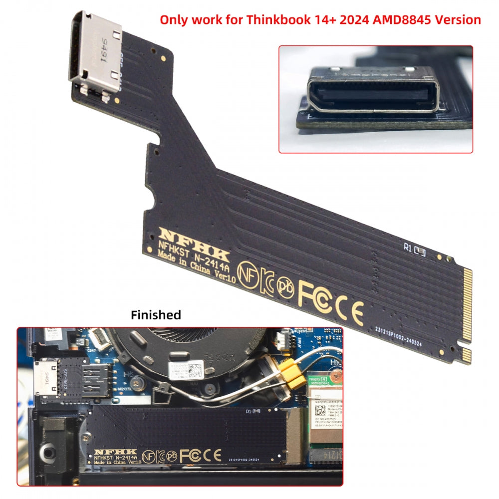 Chenyang PCI-E 4.0 M.2 M-key to Oculink SFF-8612 SFF-8611 Host Adapter for 2024 ThinkBook 14+ AMD8845 External Graphics Card & SSD SF-065-AMD