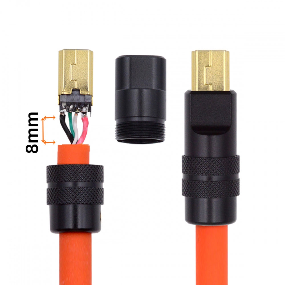 Chenyang Mini USB2.0 5Pin Male Plug Connector Solder Type with Aluminum Alloy Shell Black Customization for 4.0mm~6.0mm Cable CN-029-MN