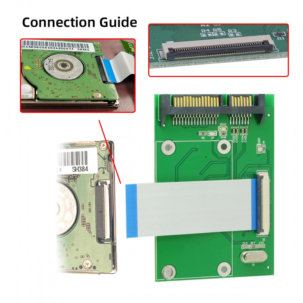 Chenyang 40 Pin ZIF CE 1.8 Inch SSD/HDD to SATA Adapter Board with LIF Flat Cable SA-013