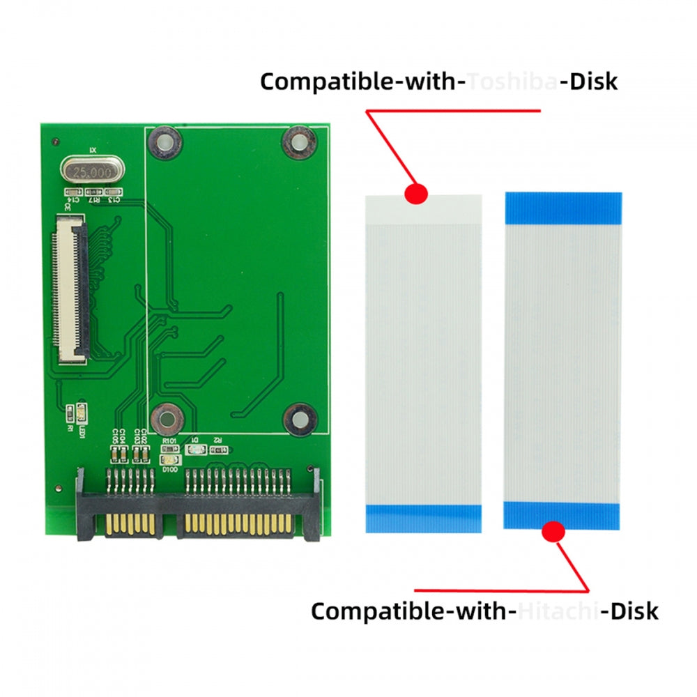 Chenyang 40 Pin ZIF CE 1.8 Inch SSD/HDD to SATA Adapter Board with LIF Flat Cable SA-013