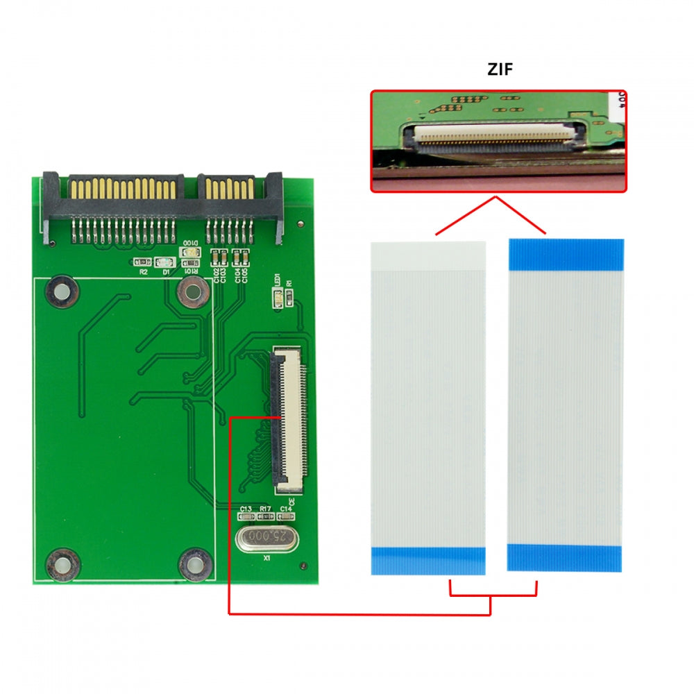 Chenyang 40 Pin ZIF CE 1.8 Inch SSD/HDD to SATA Adapter Board with LIF Flat Cable SA-013