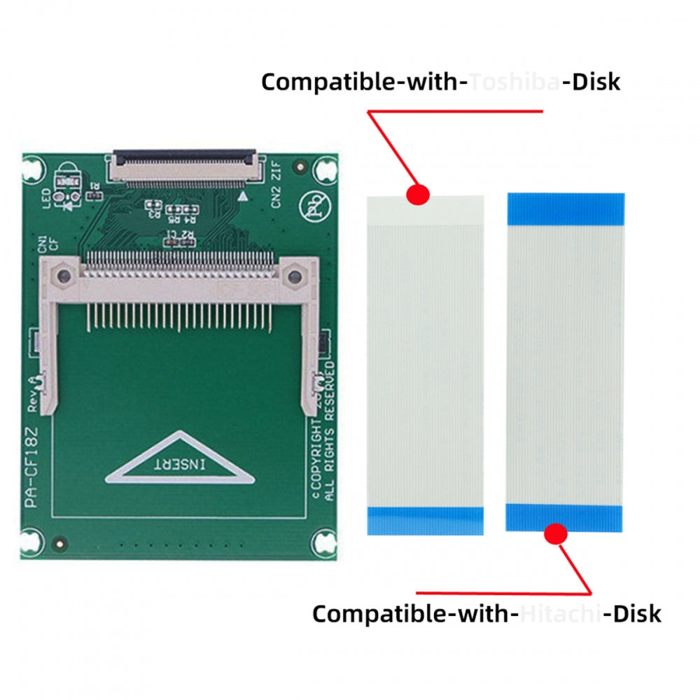 Chenyang Compact Flash CF Memory Card to 1.8" CE Ipod ZIF SSD HDD Adapter with 2 Cables EP-040