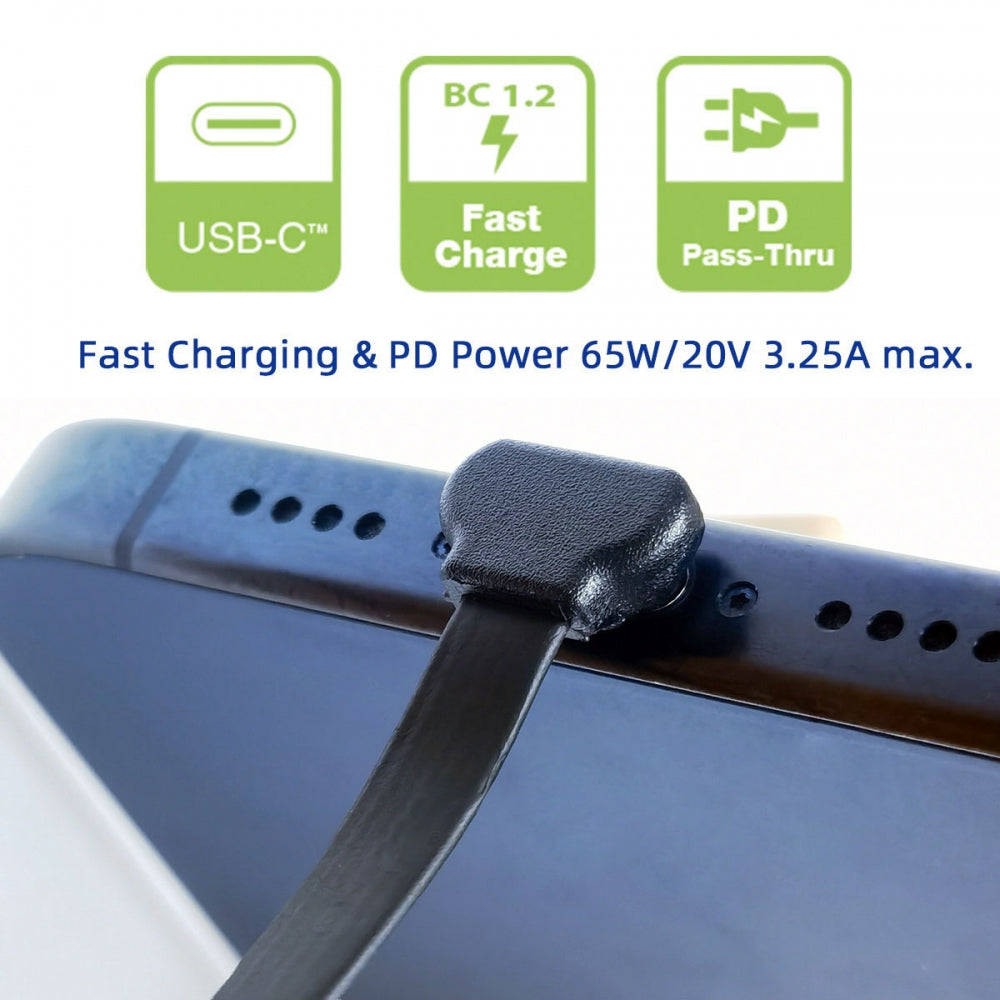 Chenyang USB-C Type C to USB-C Ultra Slim Flat Power USB2.0 Data Cable Angled Connector 65W Fast Charge for Laptop Tablet Phone