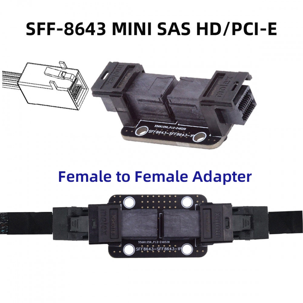 Chenyang PCI-Express 4.0 Mini SAS HD SFF-8643 Female to SFF-8643 Female PCBA Coupler Adapter Extender