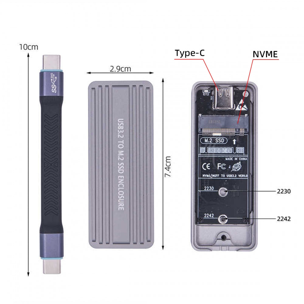 Chenyang 20Gbps Type-C USB3.2 USB4 to NVME M-key M.2 NGFF SATA SSD PCBA Enclosure 2242/2230mm Adapter RTL9220 Chipset