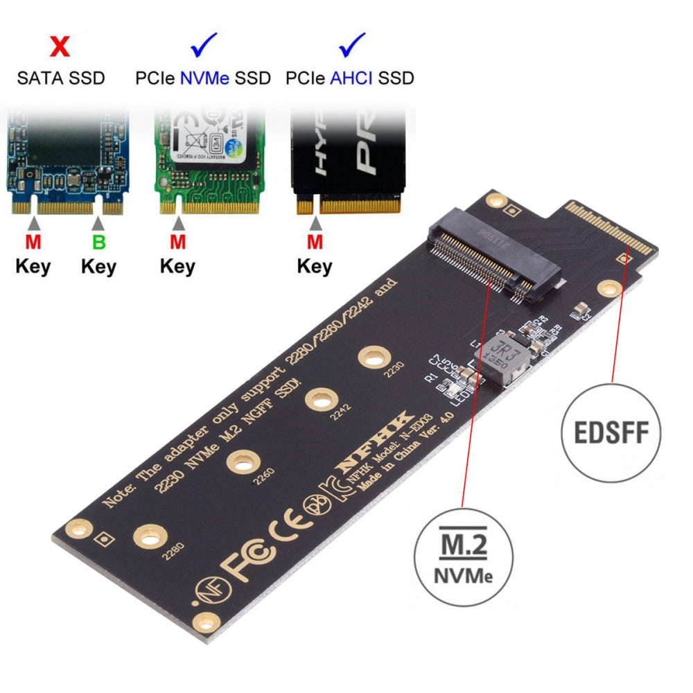 Chenyang NVMe NGFF M-key 4X to PCI-E Ruler 1U GEN-Z EDSFF Short SSD E1.S Host Carrier Adapter