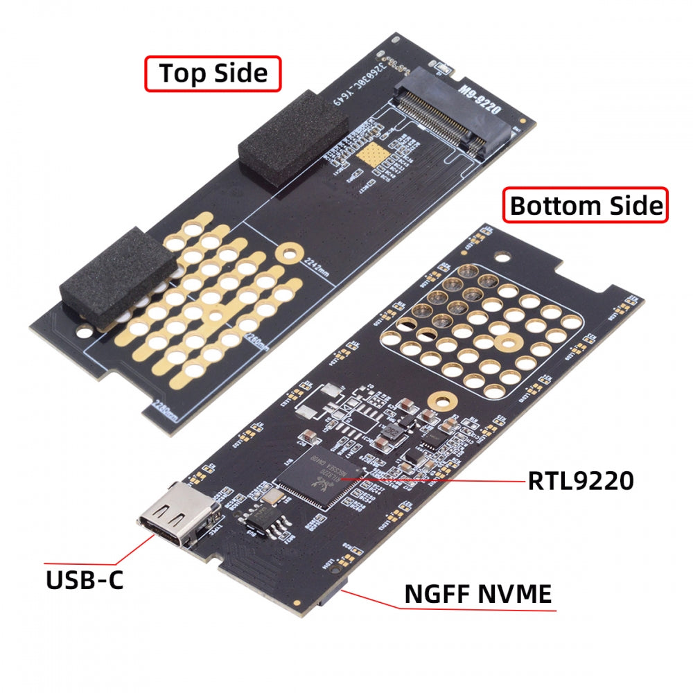 Chenyang Type-C USB3.2 USB4 20Gbps to M-key M.2 NGFF NVME SATA SSD PCBA Enclosure 2280/2242/2260mm RTL9220