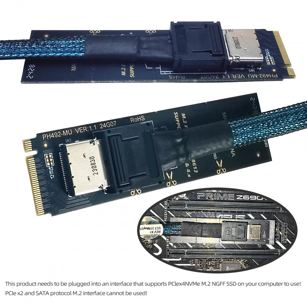 Chenyang 2280 PCI-E4.0 M.2 M-key to Oculink SFF-8612 SFF-8611 Vertical Host Adapter for NVME U.2 SSD eGPU