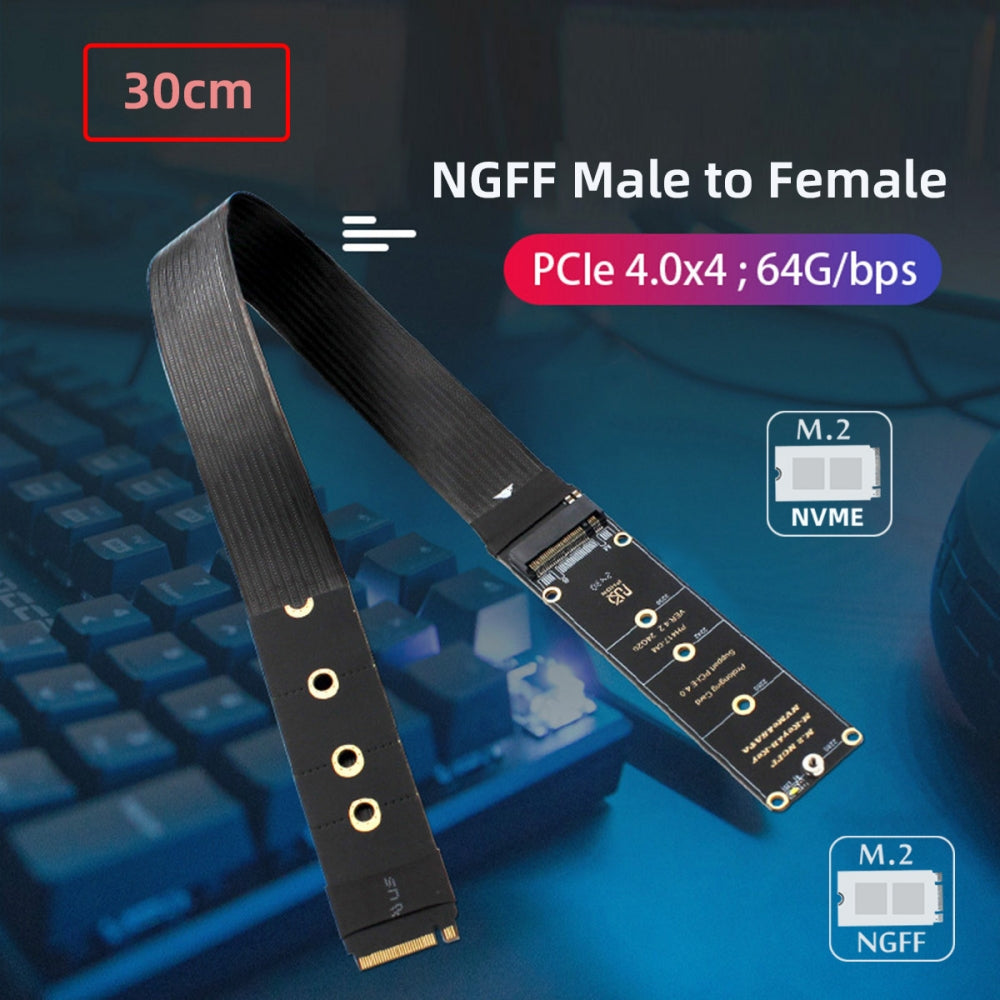 Chenyang NGFF M-Key NVME Male to Female Extension PCI Express Cable 30cm PCI-E 4.0 for Mainboard SSD 2230/2242/2260/2280