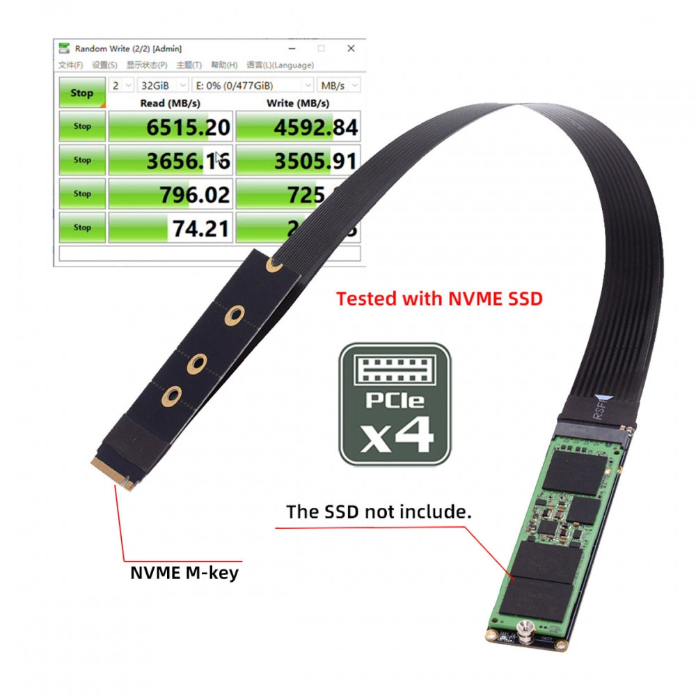 Chenyang NGFF M-Key NVME Male to Female Extension PCI Express Cable 30cm PCI-E 4.0 for Mainboard SSD 2230/2242/2260/2280