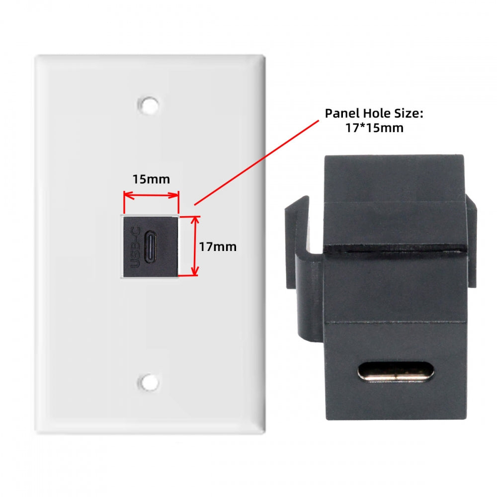 Chenyang USB2.0 USB-C Female to Type-C Female Extension Keystone Jack Coupler Adapter for Wall Plate Panel USB Cable